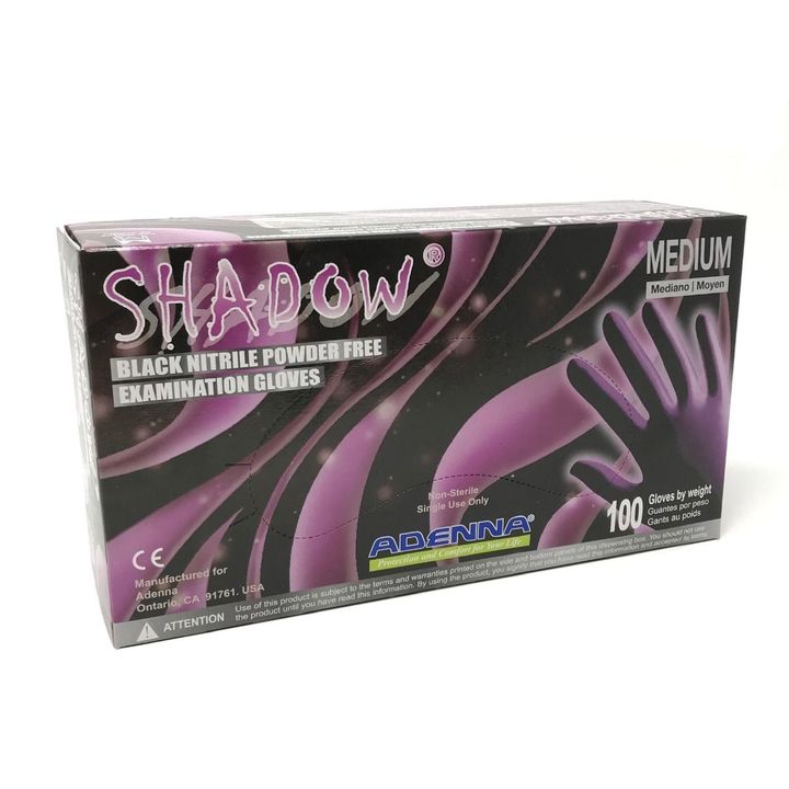 Medium - Adenna's Shadow® Black Nitrile Powder Free Exam Gloves (100PCS/1Box)