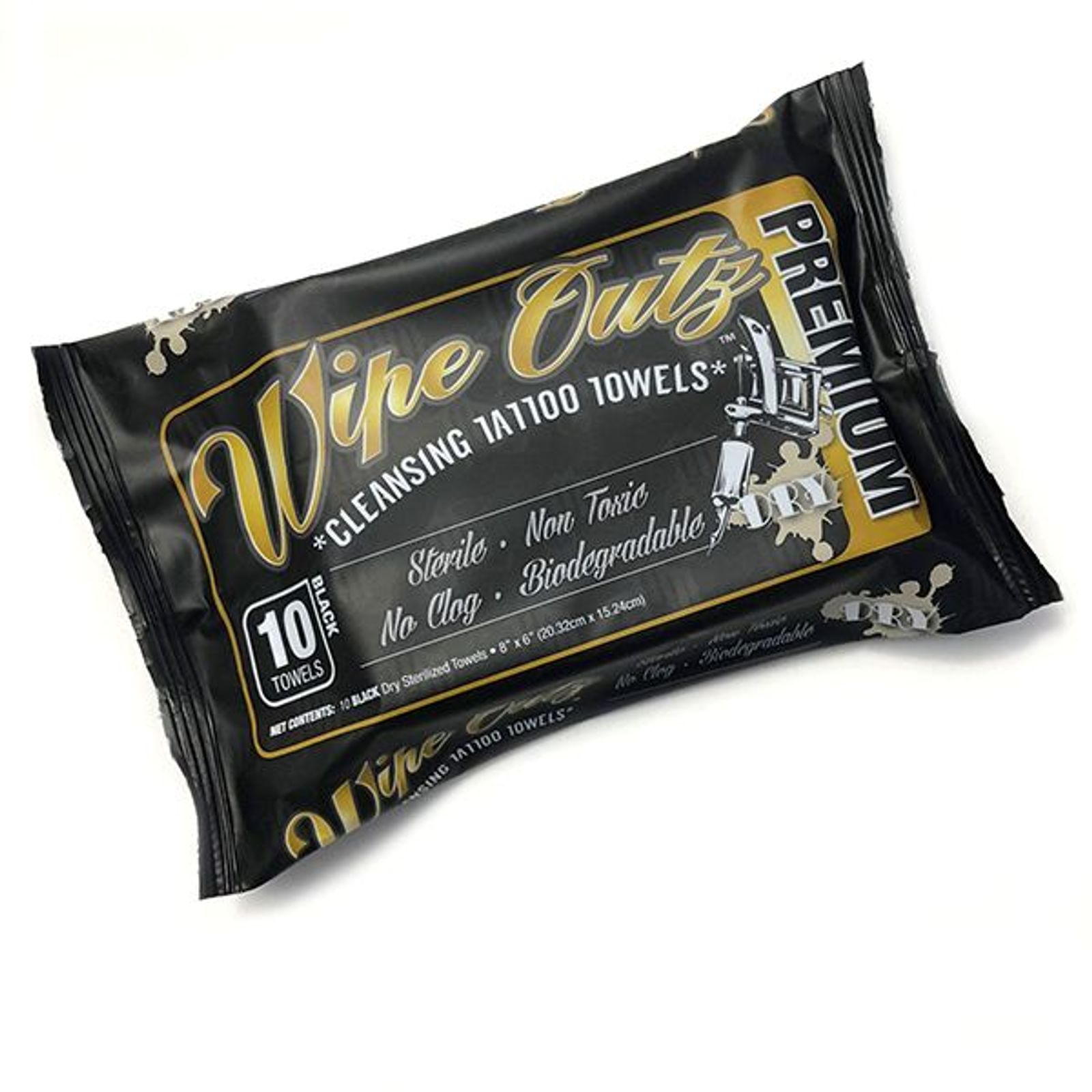 Wipe Outz Dry Sterilized Tattoo Wipes - Black