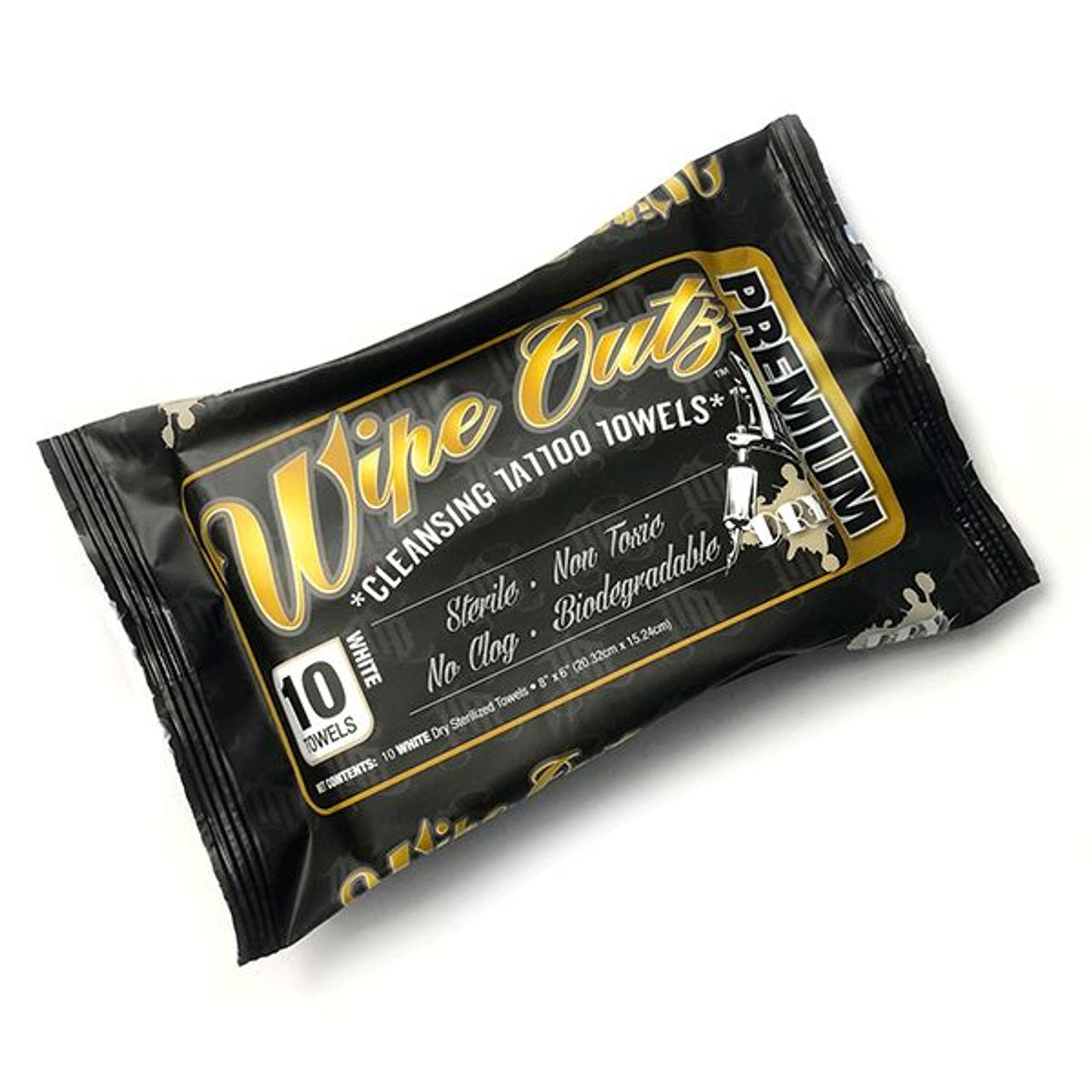 Wipe Outz Dry Sterilized Tattoo Wipes - White