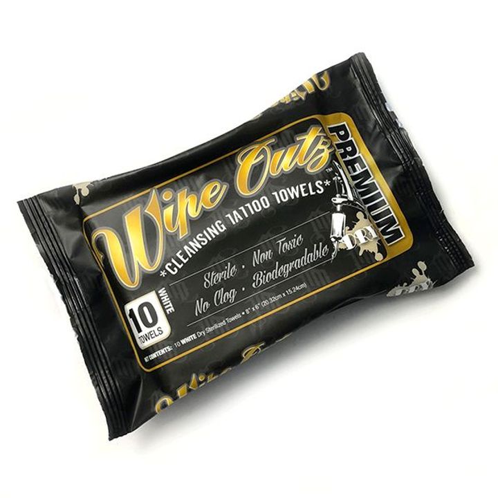 Wipe Outz Dry Sterilized Tattoo Wipes - White