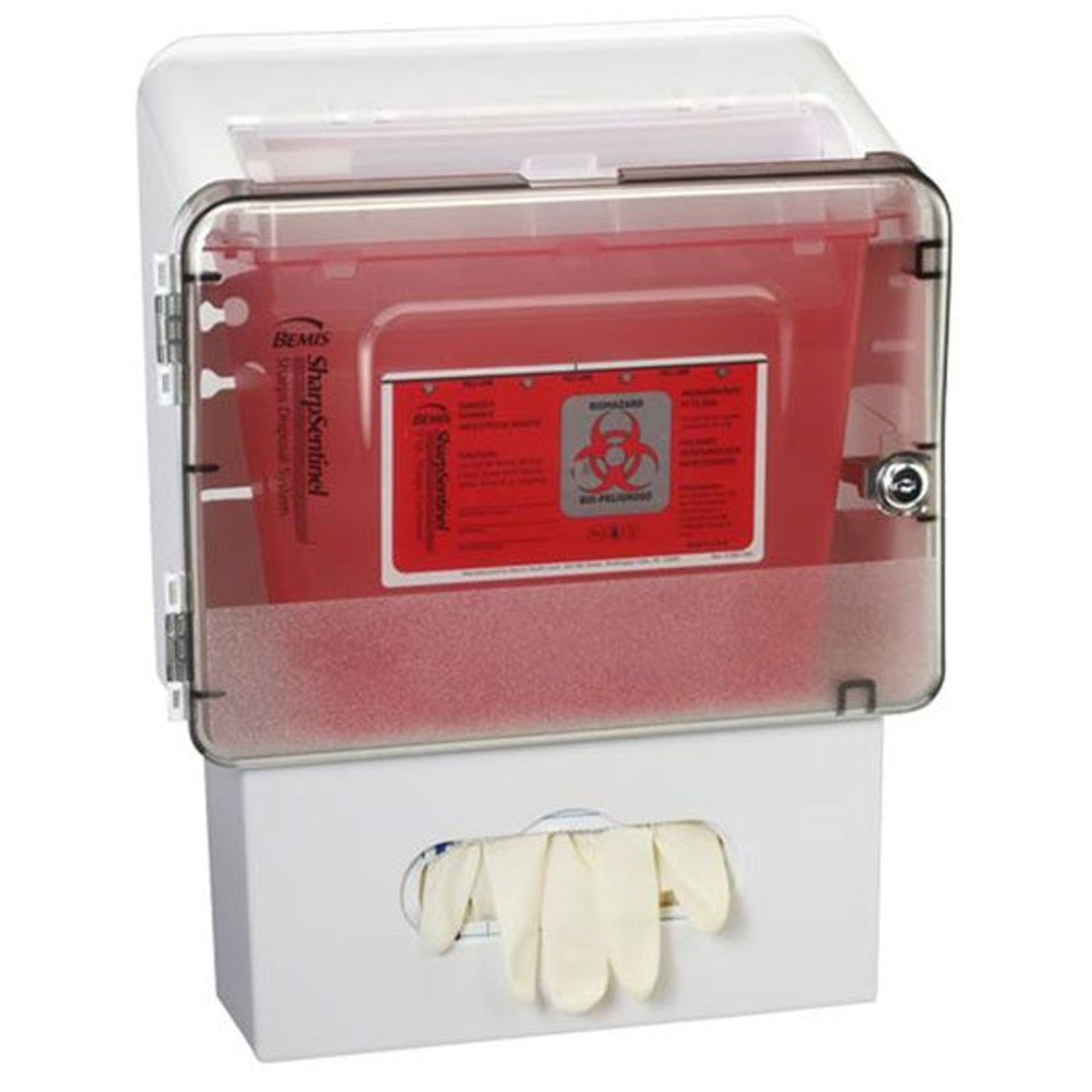 5 Quart Sharps WALL CABINET + GLOVE HOLDER
