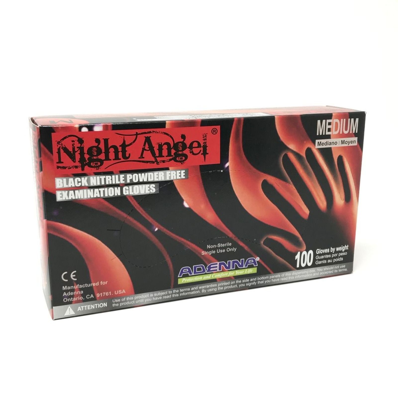 Small - Adenna's Night Angel® Black Nitrile Powder Free Exam Gloves (100PCS/1Box)