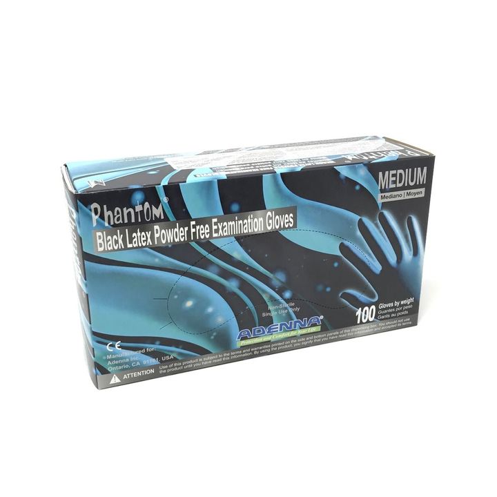 X-Large - Adenna's Phantom® Black Latex Powder Free Examination Gloves (100PCS/1Box)